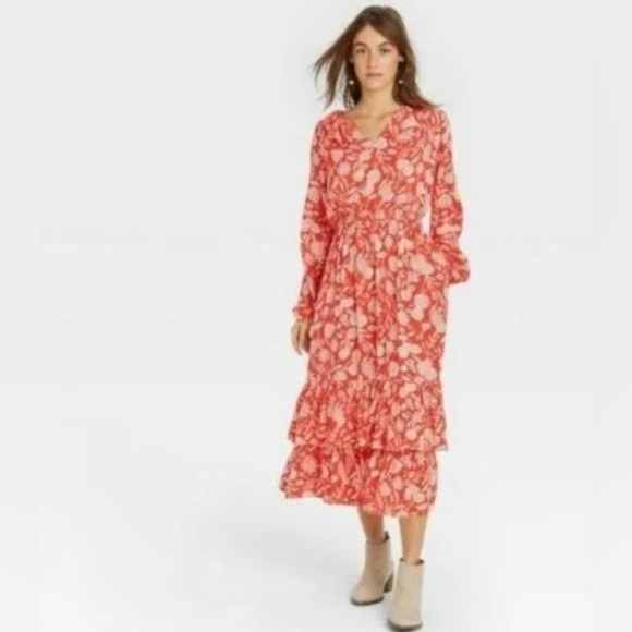 Universal Thread Orange Boho Ruffle Maxi Dress - M - Picture 6 of 6